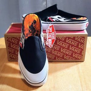 Vans Classic Slip-On Mule ASAP Worldwide Black Flame White Size M 7 W 8.5